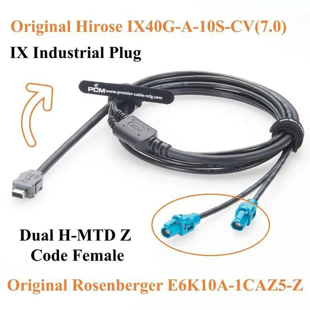 Alt view image 2 of 7 - IX40G-A-10S-CV(7.0) IX Plug to Dual H-MTD E6K10A-1CAZ5-Z Female Automotive Ethernet Cable 100/1000BASE-T1 in-Vehicle Network Cable for ADAS, ECU(2M/6.6FT)