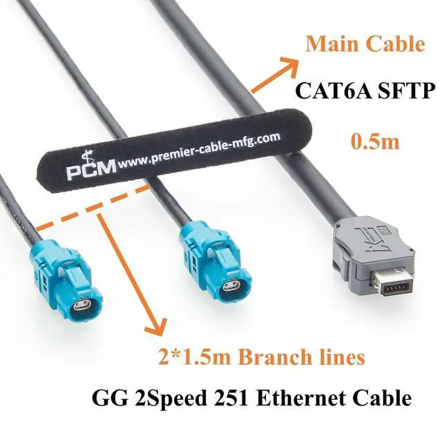 Alt view image 3 of 7 - IX40G-A-10S-CV(7.0) IX Plug to Dual H-MTD E6K10A-1CAZ5-Z Female Automotive Ethernet Cable 100/1000BASE-T1 in-Vehicle Network Cable for ADAS, ECU(2M/6.6FT)