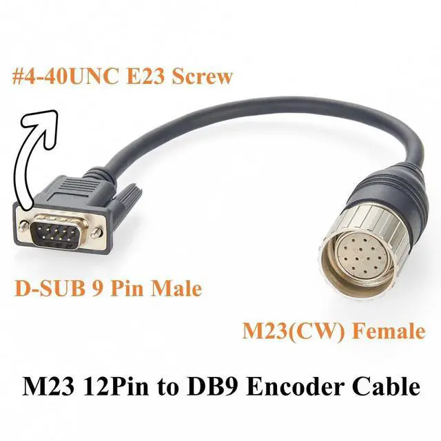 Alt view image 2 of 6 - M23 12Pin Female to D-SUB 9 Pin Male Connecting Cable Shielded M23(CW) to DB9 Encoder PC-Programming Cable Compatible with Baumer 11119257(20cm)
