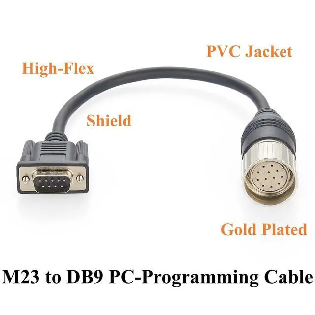 Alt view image 3 of 6 - M23 12Pin Female to D-SUB 9 Pin Male Connecting Cable Shielded M23(CW) to DB9 Encoder PC-Programming Cable Compatible with Baumer 11119257(20cm)