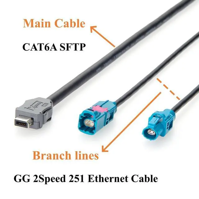 Alt view image 4 of 7 - IX to H-MTD Z Code Male & Female Y Splitter IX40G-A-10S-CV(7.0) to Rosenberger E6K10A & E6S10A AEcable 2Y Automotive Ethernet Cable, 100BASE-T1/1000BASE-T1(2M/6.6FT)