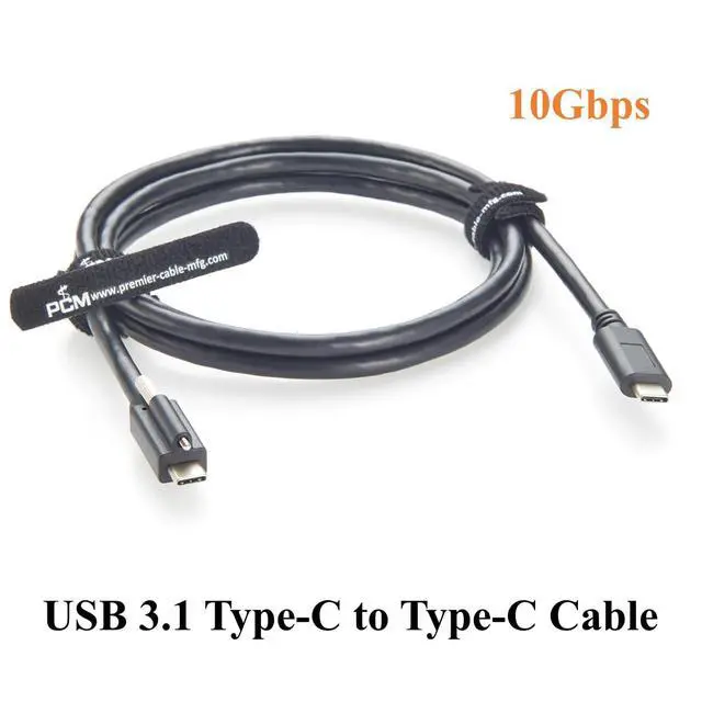 Alt view image 2 of 7 - USB 3.1 Type-C to Type-C Cable with Single Screw Lock 10Gbps USB 3.1 Gen 2 C Male to Male Charging & Data Cable for Industry Camera, Machine Vision, Robotic Arms (3M/9.84FT)