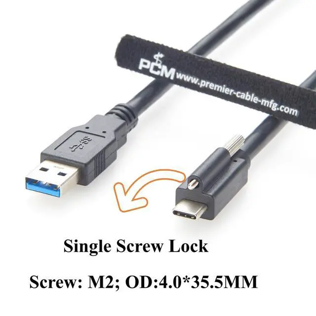 Alt view image 3 of 7 - USB 3.1 C Male to USB 3.0 A Male Cable with Single Screw Lock 5Gbps Panel Mount USB 3.1 Gen 1 Type-C to Type-A Charging & Data Cable for Industry Camera, Machine Vision, Robotics (1.5M/4.92FT)