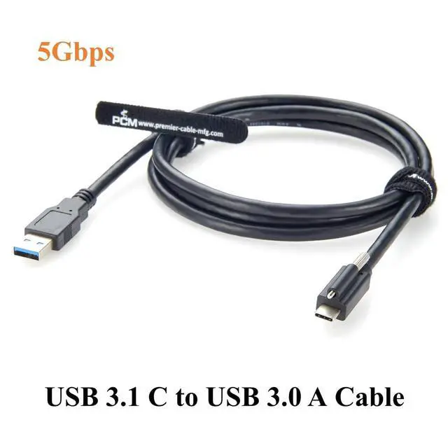 Alt view image 2 of 7 - USB 3.1 C Male to USB 3.0 A Male Cable with Single Screw Lock 5Gbps Panel Mount USB 3.1 Gen 1 Type-C to Type-A Charging & Data Cable for Industry Camera, Machine Vision, Robotics (1.5M/4.92FT)
