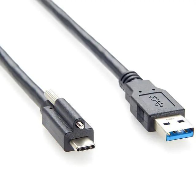 Main image of USB 3.1 C Male to USB 3.0 A Male Cable with Single Screw Lock 5Gbps Panel Mount USB 3.1 Gen 1 Type-C to Type-A Charging & Data Cable for Industry Camera, Machine Vision, Robotics (1.5M/4.92FT)