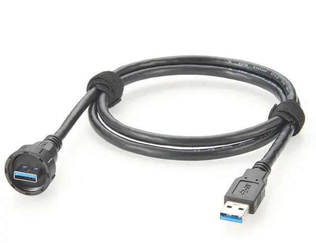 Main image of IP67 USB 3.0 A Male to Male Cable 5Gbps Data Transfer & Charging Cable Outdoor Round Flush Panel Mount Thread USB Type A for Enclosures, Laptops, Printer, Scanner, Control Panels (2M/6.6FT)