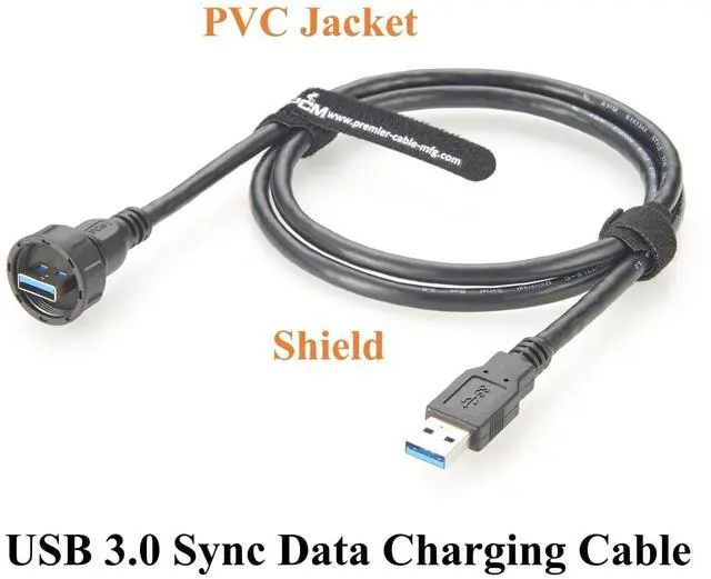 Alt view image 5 of 7 - IP67 USB 3.0 A Male to Male Cable 5Gbps Data Transfer & Charging Cable Outdoor Round Flush Panel Mount Thread USB Type A for Enclosures, Laptops, Printer, Scanner, Control Panels (2M/6.6FT)