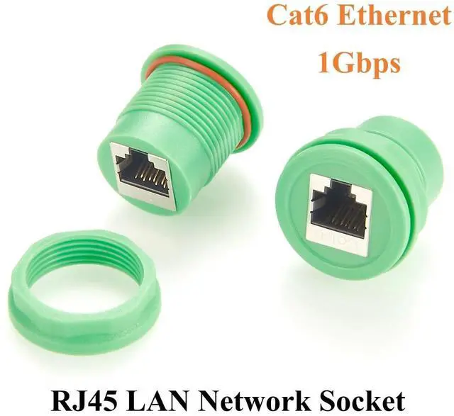 Alt view image 3 of 7 - Cat6 RJ45 Ethernet Flush Panel Mount Adapter 1Gbps Female to Female Feed Thru Bulkhead LAN Network Socket Extender for Profinet, Router, IP Camera, LED Par Light, PLC (Green, 5PCS)