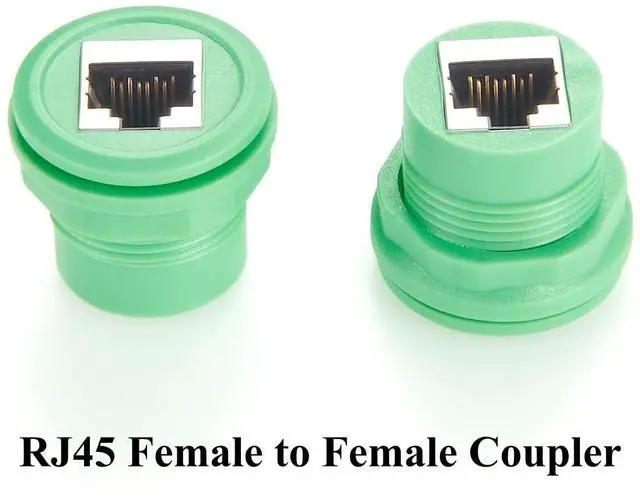 Alt view image 5 of 7 - Cat6 RJ45 Ethernet Flush Panel Mount Adapter 1Gbps Female to Female Feed Thru Bulkhead LAN Network Socket Extender for Profinet, Router, IP Camera, LED Par Light, PLC (Green, 5PCS)