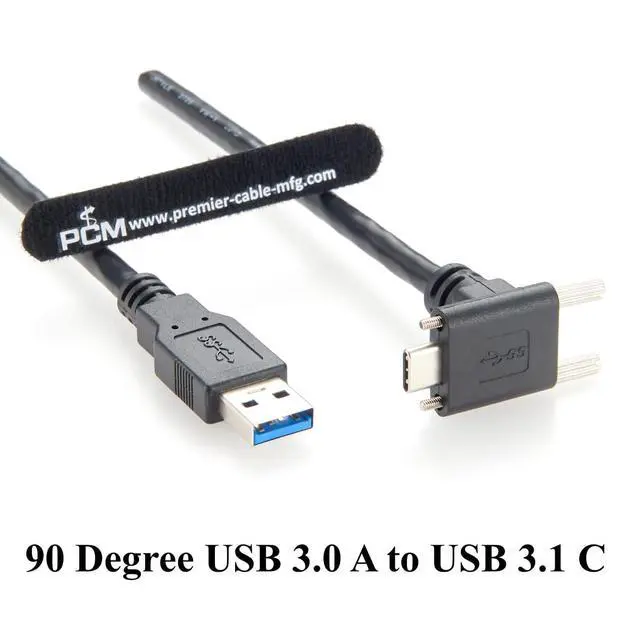 Alt view image 7 of 7 - Right Angle USB 3.0 A Male to USB 3.1 C Male Cable 5Gbps Screw Panel Mount Type C to A Charging & Data Cable for Industry Camera, 3D Imaging, 3D Printer, Sensors (3M/9.84FT)