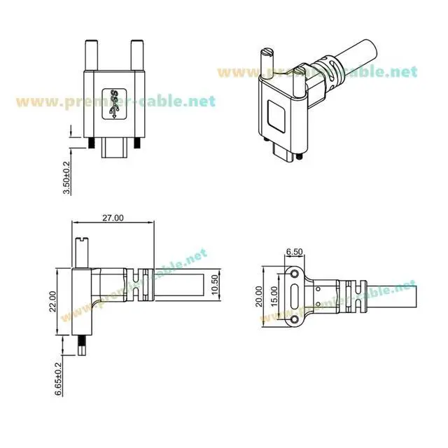Alt view image 5 of 7 - Right Angle USB 3.1 Type C Male to Male Extension Cable 10Gbps 100W Screw Panel Mount USB C 3.1 Gen2 Charging & Data Cable for Industry Camera, 3D Imaging, Machine Vision (1.5M/4.92FT)