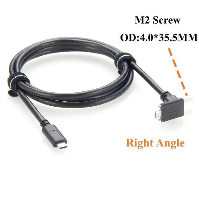 Alt view image 3 of 7 - Right Angle USB 3.1 Type C Male to Male Extension Cable 10Gbps 100W Screw Panel Mount USB C 3.1 Gen2 Charging & Data Cable for Industry Camera, 3D Imaging, Machine Vision (1.5M/4.92FT)