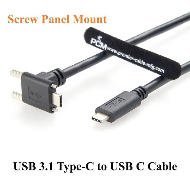 Alt view image 4 of 7 - Right Angle USB 3.1 Type C Male to Male Extension Cable 10Gbps 100W Screw Panel Mount USB C 3.1 Gen2 Charging & Data Cable for Industry Camera, 3D Imaging, Machine Vision (1.5M/4.92FT)