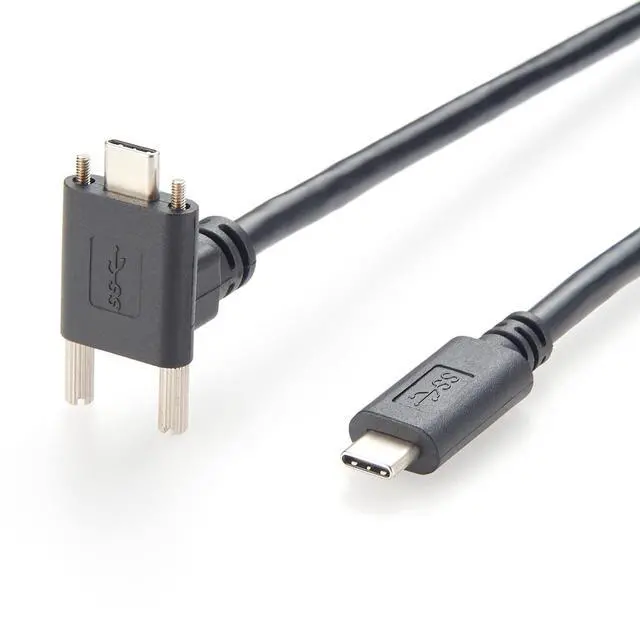 Main image of Right Angle USB 3.1 Type C Male to Male Extension Cable 10Gbps 100W Screw Panel Mount USB C 3.1 Gen2 Charging & Data Cable for Industry Camera, 3D Imaging, Machine Vision (1.5M/4.92FT)