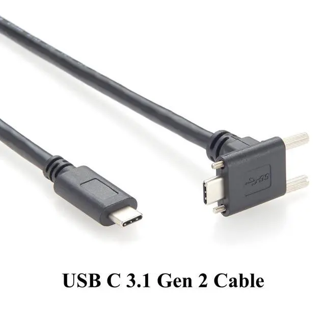 Alt view image 7 of 7 - Right Angle USB 3.1 Type C Male to Male Extension Cable 10Gbps 100W Screw Panel Mount USB C 3.1 Gen2 Charging & Data Cable for Industry Camera, 3D Imaging, Machine Vision (1.5M/4.92FT)