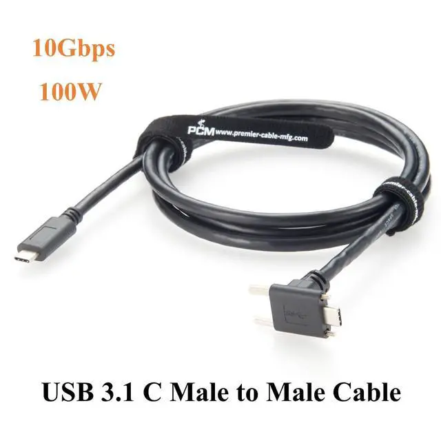 Alt view image 2 of 7 - Right Angle USB 3.1 Type C Male to Male Extension Cable 10Gbps 100W Screw Panel Mount USB C 3.1 Gen2 Charging & Data Cable for Industry Camera, 3D Imaging, Machine Vision (1.5M/4.92FT)