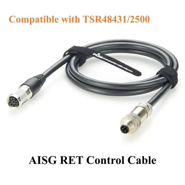 Alt view image 3 of 6 - AISG RET Control Cable M16 8Pin Female to M12 4Pin Male Cable Remote Electrical Tilt Antenna Controller Compatible with TSR48431/2500 for 5G, 4G LTE, 3G Base Station(2.5M/8.2FT)