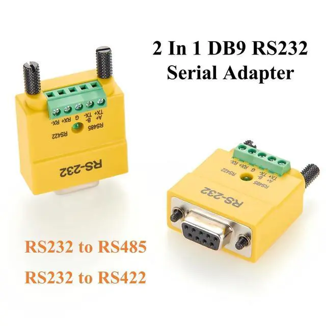Alt view image 2 of 6 - 2 in 1 DB9 RS232 to RS485 RS422 Serial Converter Plug D-Sub 9Pin Interface to 5 Pin Terminal Block RS485 Communication Adapter Full Duplex Connector (DB9 Female)