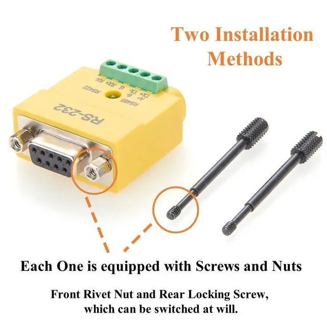Alt view image 4 of 6 - 2 in 1 DB9 RS232 to RS485 RS422 Serial Converter Plug D-Sub 9Pin Interface to 5 Pin Terminal Block RS485 Communication Adapter Full Duplex Connector (DB9 Female)
