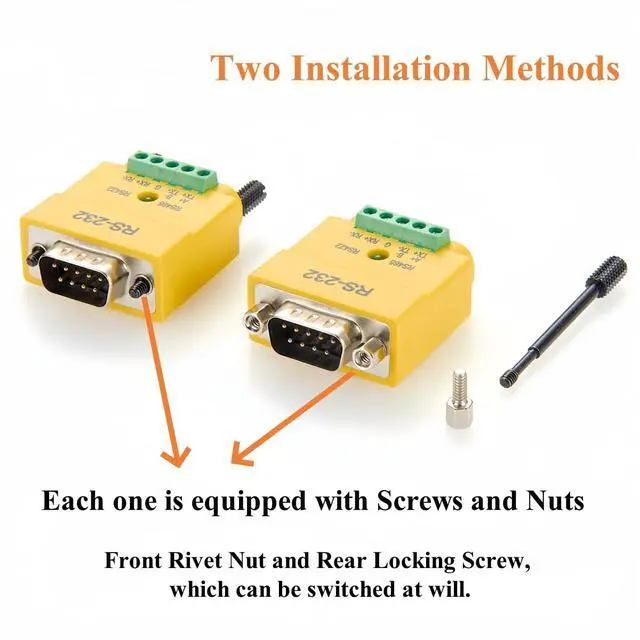Alt view image 4 of 6 - 2 in 1 DB9 RS232 to RS485 RS422 Serial Converter Plug D-Sub 9Pin Interface to 5 Pin Terminal Block RS485 Communication Adapter Full Duplex Connector (DB9 Male)