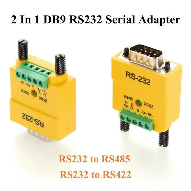 Alt view image 2 of 6 - 2 in 1 DB9 RS232 to RS485 RS422 Serial Converter Plug D-Sub 9Pin Interface to 5 Pin Terminal Block RS485 Communication Adapter Full Duplex Connector (DB9 Male)