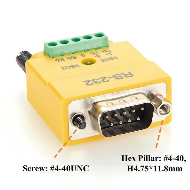 Alt view image 5 of 6 - 2 in 1 DB9 RS232 to RS485 RS422 Serial Converter Plug D-Sub 9Pin Interface to 5 Pin Terminal Block RS485 Communication Adapter Full Duplex Connector (DB9 Male)