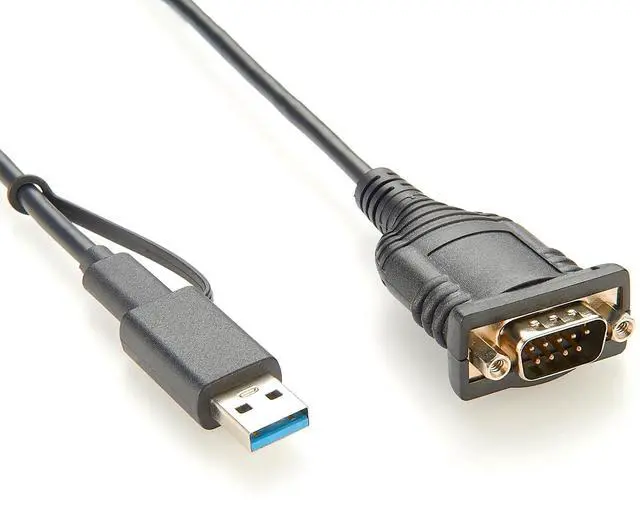 Main image of Dual USB-A USB-C to DB9 RS232 Serial Converter Cable with FT232RL Chipset FTDI USB RS232 COM Port Cable for Windows, Linux, Android, MacOS(0.5M/1.64FT)
