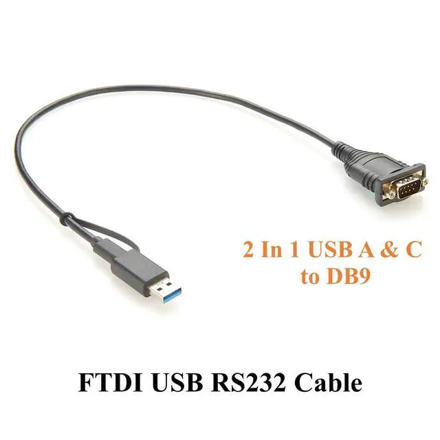 Alt view image 5 of 6 - Dual USB-A USB-C to DB9 RS232 Serial Converter Cable with FT232RL Chipset FTDI USB RS232 COM Port Cable for Windows, Linux, Android, MacOS(0.5M/1.64FT)