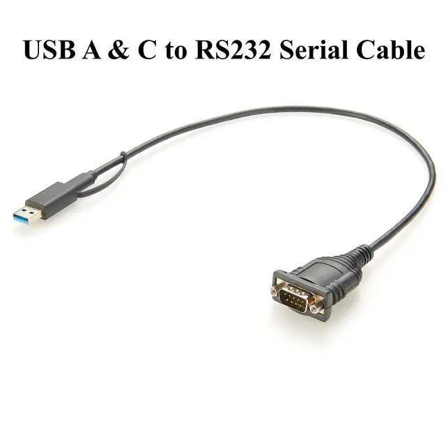Alt view image 4 of 6 - Dual USB-A USB-C to DB9 RS232 Serial Converter Cable with FT232RL Chipset FTDI USB RS232 COM Port Cable for Windows, Linux, Android, MacOS(0.5M/1.64FT)