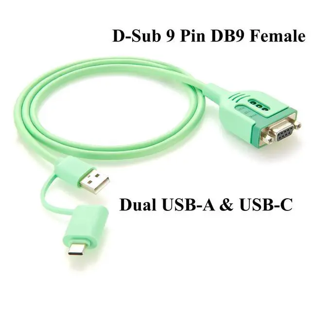 Alt view image 2 of 7 - FTDI USB to RS232 DB9 Serial Adapter Cable With FT232RNL Chipset Dual USB-A & USB-C to D-Sub 9Pin RS232 COM Port Converter Cable for Modem, Scanner, POS, Windows, macOS, Linux (DB9 Female, 1M/3.28FT)