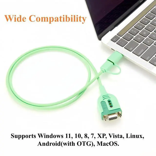 Alt view image 5 of 7 - FTDI USB to RS232 DB9 Serial Adapter Cable With FT232RNL Chipset Dual USB-A & USB-C to D-Sub 9Pin RS232 COM Port Converter Cable for Modem, Scanner, POS, Windows, macOS, Linux (DB9 Female, 1M/3.28FT)