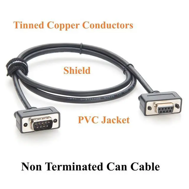 Alt view image 5 of 7 - DB9 Male to Female CAN Bus CAN FD Cable D-Sub 9 Pin RS232 Serial Extension Cable Shielded Non-Terminated for CAN Loggers, Diagnostic Tools, PLC, CNC Machines (1M/3.28FT)