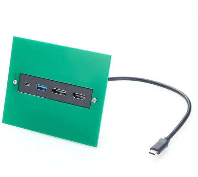 Main image of Panel Mount 4-in-1 USB C Hub Dual Monitor, 4K@60Hz HDMI & DisplayPort, 10Gbps USB-C & USB-A Data Ports, USB-C Multiport Adapter for Control Cabinets, Industrial PC, Enclosure (0.3M)