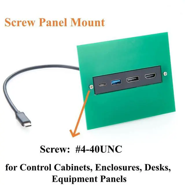 Alt view image 3 of 7 - Panel Mount 4-in-1 USB C Hub Dual Monitor, 4K@60Hz HDMI & DisplayPort, 10Gbps USB-C & USB-A Data Ports, USB-C Multiport Adapter for Control Cabinets, Industrial PC, Enclosure (0.3M)