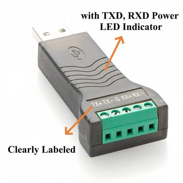 Alt view image 4 of 6 - USB to RS485 RS422 Serial Converter with LED Indicators FTDI FT232 USB to COM Port with 5 Pin Terminal Block Adapter for Windows 11/10/8/7/XP, MacOS, Linux, Android