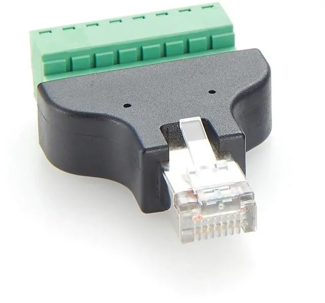 Main image of RJ45 Male to 8Pin Screw Terminal Block Adapter RJ45 8P8C Ethernet Terminal Breakout Connector Solderless Quick Release Converter Block Plug for Cat5 Cat6 Cable, CCTV Digital DVR Network (1PCS)