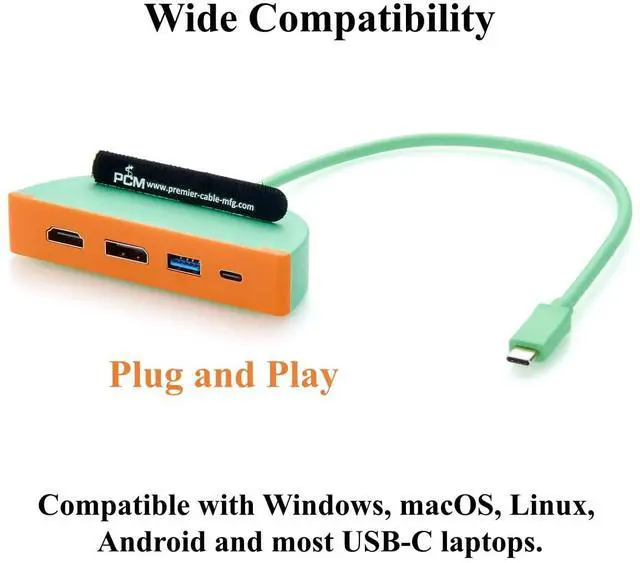 Alt view image 5 of 7 - 4-in-1 Portable USB C Hub, Multiport Adapter with Dual Monitor 4K@60Hz HDMI DisplayPort, 10Gbps USB-C and USB-A Data Ports, for Laptop, macOS, Windows, Linux (1.5M)