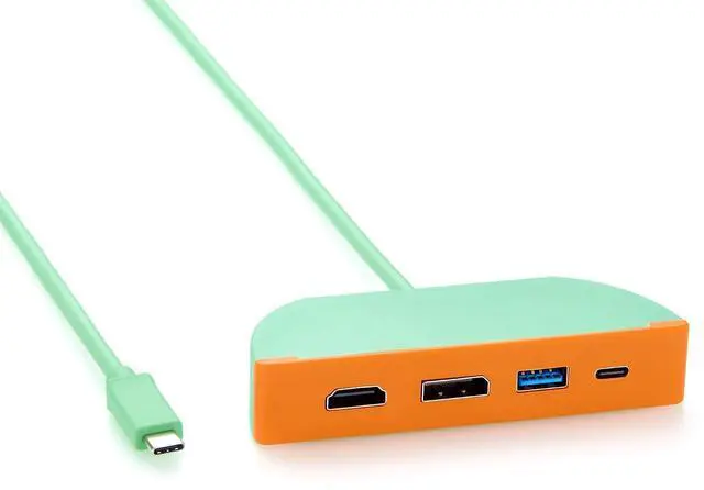 Main image of 4-in-1 Portable USB C Hub, Multiport Adapter with Dual Monitor 4K@60Hz HDMI DisplayPort, 10Gbps USB-C and USB-A Data Ports, for Laptop, macOS, Windows, Linux (1.5M)