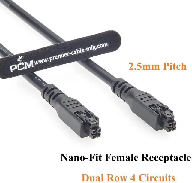 Alt view image 2 of 7 - Nano-Fit to Nano-Fit OTS Cable Assembly 2.5mm 4 Circuits 20AWG Wire-to-Board Power Cable 8A 250V for Robotics, Custom Harness, Control Cabinets(2M/6.6FT)