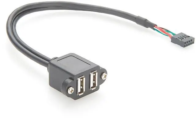Main image of Screw Panel Mount Dual USB 2.0 A Female to Motherboard 9Pin Header Cable Front Panel IDC 9 Pin Motherboard Internal Cable for Computer, Tablet, Printer, Barcode Scanner, Car, Camera (1PCS, 0.3M)