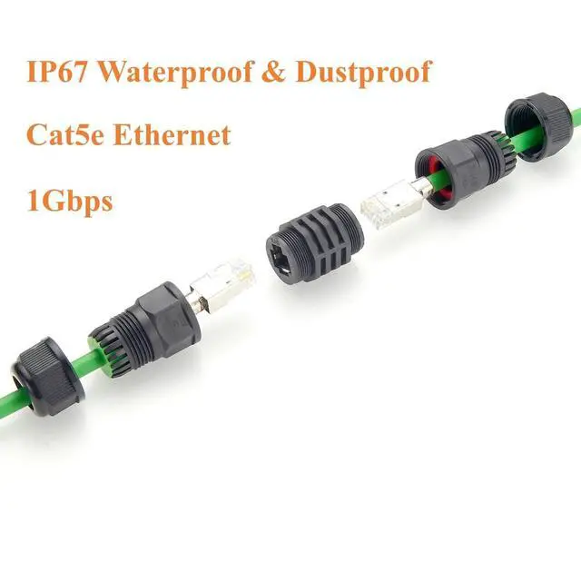 Alt view image 3 of 7 - IP67 RJ45 Female to Female Inline Coupler Cat5e Ethernet LAN Network Extender Shielded Outdoor Waterproof RJ45 Feed Through Connector(2PCS)