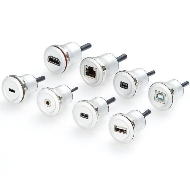 Alt view image 4 of 6 - Micro USB 2.0 Threaded Fixed Mount Charging Short Cable Micro USB Male to Female Extension Cable Micro USB 5Pin Flush Round Dash Panel Mount Data Power Cable for Car Boat Motorcycle Truck(0.3M/1FT)