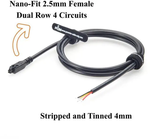 Alt view image 2 of 7 - Nano-Fit 2.5mm 4Pin to Open End Cable Assembly Nano-Fit Dual 4 Circuits Power Cable 20AWG 8A/250V for Industrial Automation, Automotive(1.5M/4.92FT)