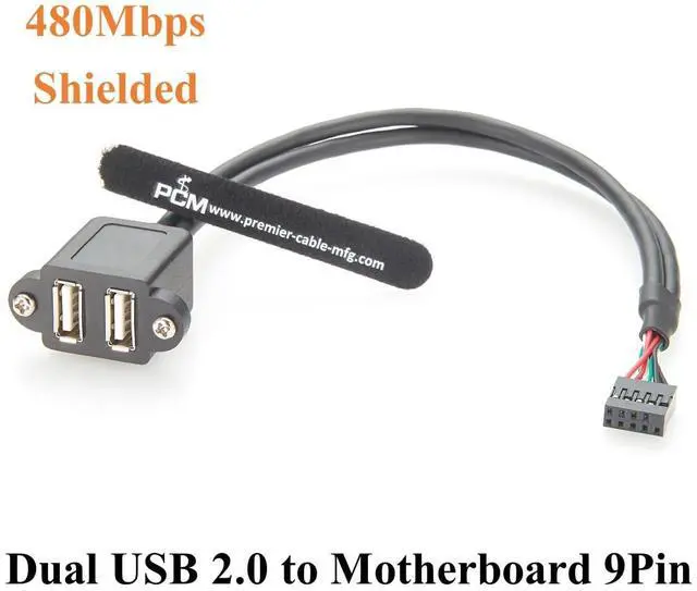 Alt view image 2 of 7 - Screw Panel Mount Dual USB 2.0 A Female to Motherboard 9Pin Header Cable Front Panel IDC 9 Pin Motherboard Internal Cable for Computer, Tablet, Printer, Barcode Scanner, Car, Camera (1PCS, 0.3M)