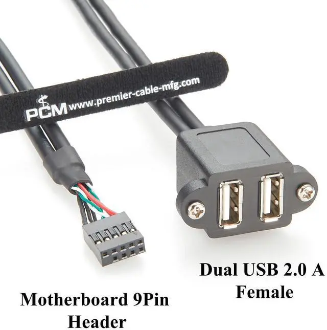 Alt view image 3 of 7 - Screw Panel Mount Dual USB 2.0 A Female to Motherboard 9Pin Header Cable Front Panel IDC 9 Pin Motherboard Internal Cable for Computer, Tablet, Printer, Barcode Scanner, Car, Camera (1PCS, 0.3M)