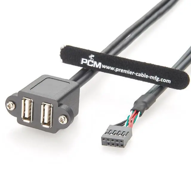Alt view image 7 of 7 - Screw Panel Mount Dual USB 2.0 A Female to Motherboard 9Pin Header Cable Front Panel IDC 9 Pin Motherboard Internal Cable for Computer, Tablet, Printer, Barcode Scanner, Car, Camera (1PCS, 0.3M)