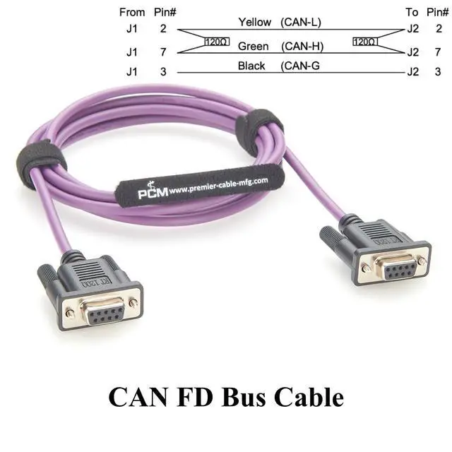 Alt view image 3 of 6 - CAN Bus CAN FD Cable with 120 Terminator DB9 Female to Female CAN Network Cable(2M/6.6FT)