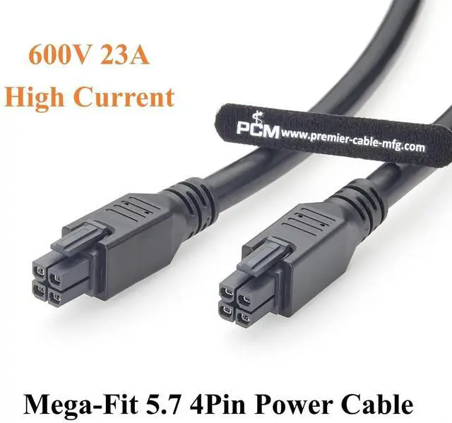 Alt view image 4 of 7 - Mega-Fit 5.7mm 4 Pin to Mega-Fit OTS Cable Assembly Dual Row 4 Circuits 12AWG High Current Power Cable 23A 600V Compatible with 245136-0410, 245136-0420 for Automotive(2M/6.6FT)