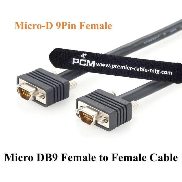 Alt view image 2 of 7 - Micro DB9 Female to Female Cable Micro-D 9 Pin CMD-to-CMD Cable