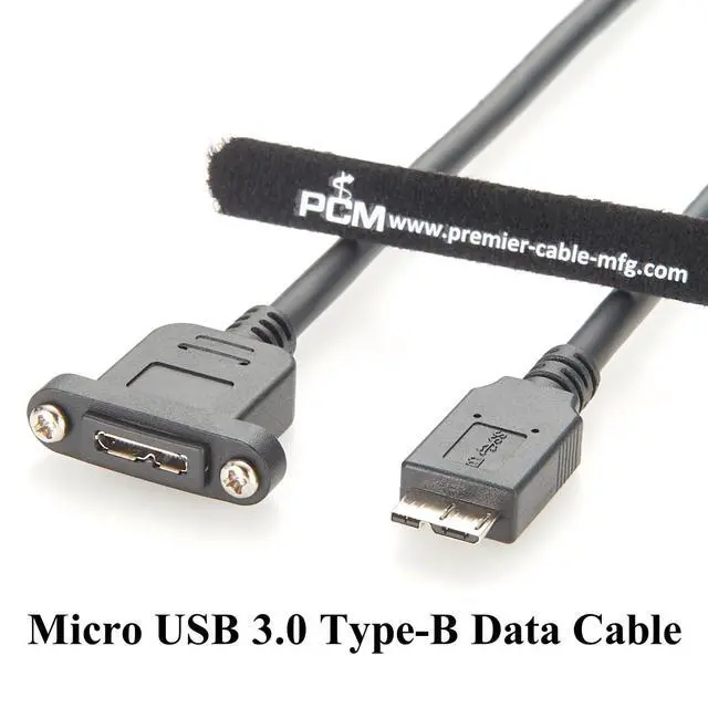 Alt view image 4 of 7 - Micro USB 3.0 Male to Female Extension Cable Screw Panel Mount 5Gbps Micro USB 3.0 Type-B Data Cable for External Hard Drive, Embedded Systems, Control Enclosure (1PCS, 0.3M)